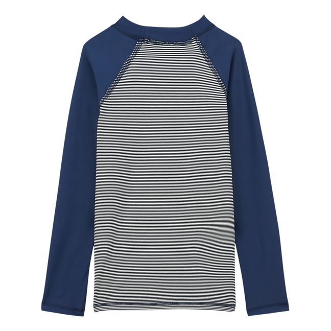 Camiseta a rayas con protección UV hecha de material reciclado | Azul Marino