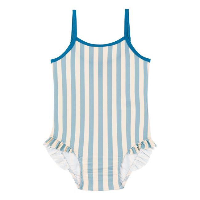 Recycled Material One-piece Striped Swimsuit | Blue