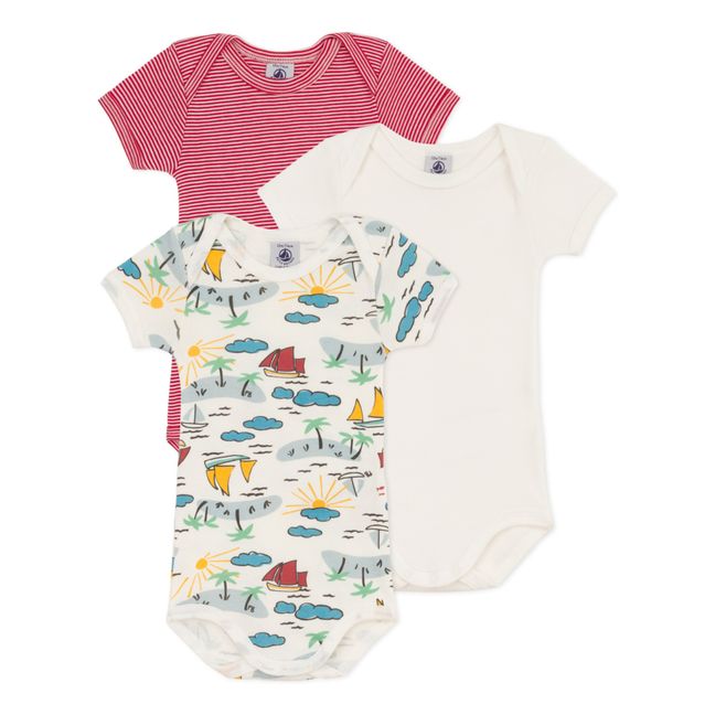 Lot 3 Bodies en Côte Coton Bio | Rojo