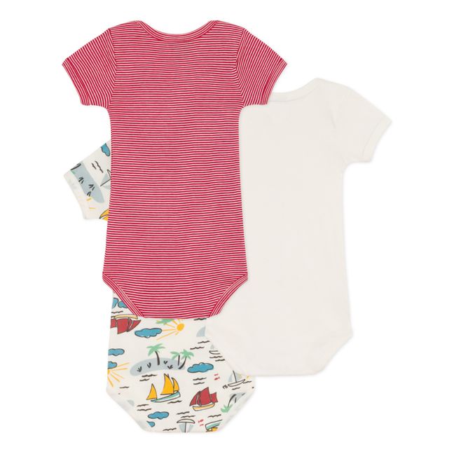 Pack of 3 Rib Knit Organic Cotton Onesies | Red