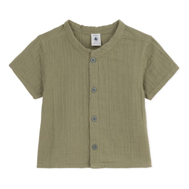 Cotton Gauze Short Sleeve Shirt | Khaki