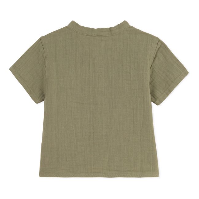 Cotton Gauze Short Sleeve Shirt | Khaki
