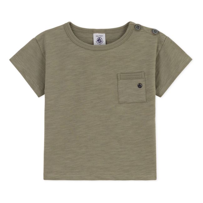 Organic Cotton Slub Jersey Short Sleeve T-shirt | Khaki