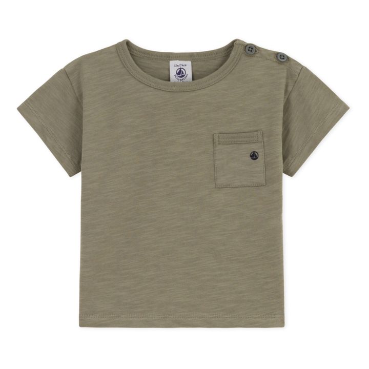 T-shirt a maniche corte in jersey di cotone organico | Khaki- Immagine del prodotto n°0