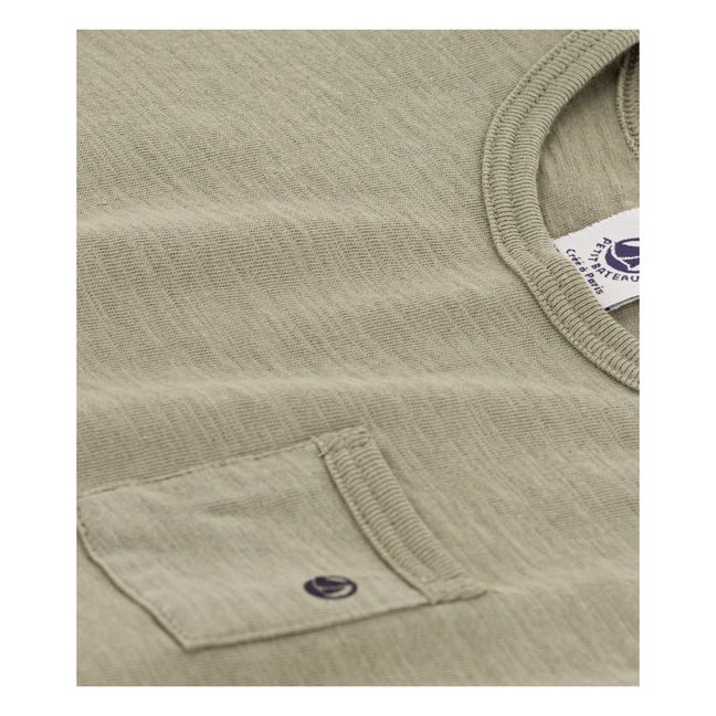 T-shirt Manches Courtes en Jersey Flammé Coton Bio | Khaki