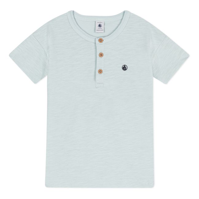 Short Sleeve Button Down T-Shirt | Light blue