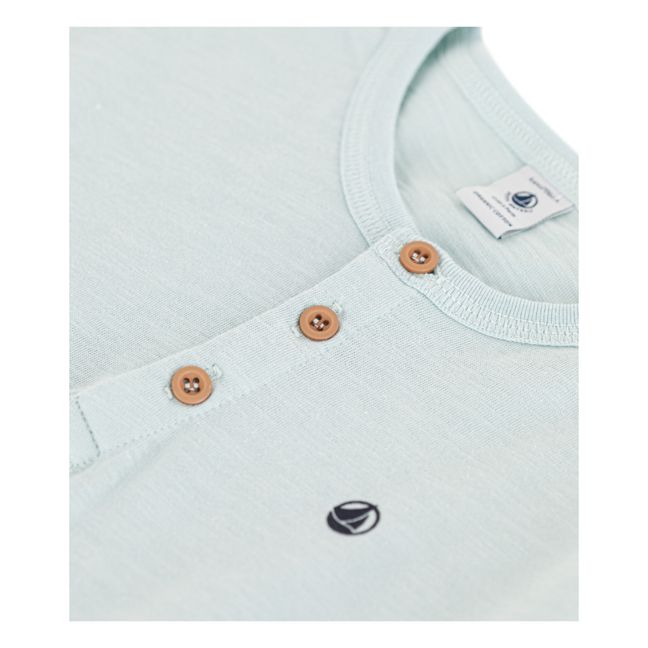 T-shirt Manches Courtes Ouverture Boutonnée | Bleu ciel
