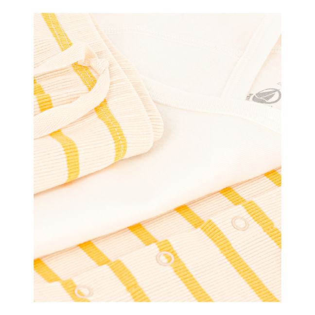 3 Piece Set Organic Cotton Striped Jersey | Yellow