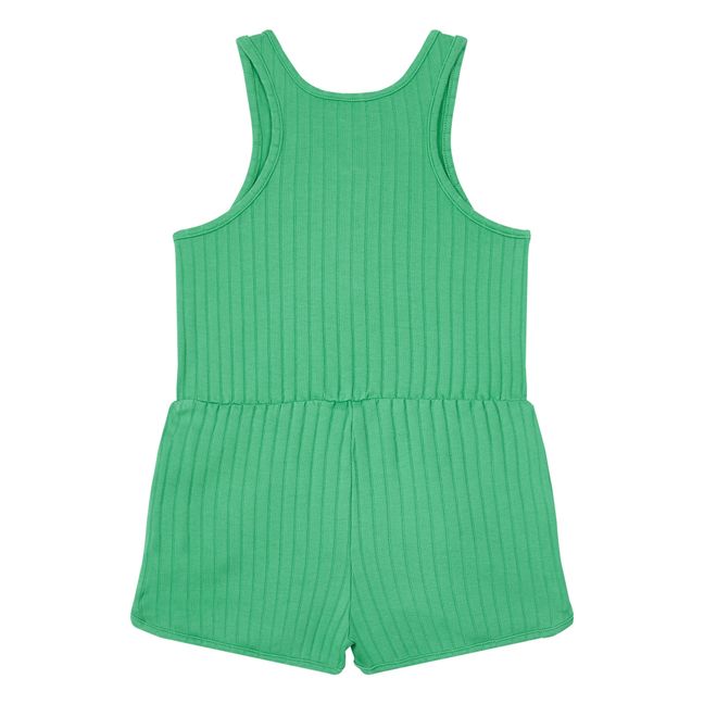 Organic Cotton Ribbed Playsuit | Verde