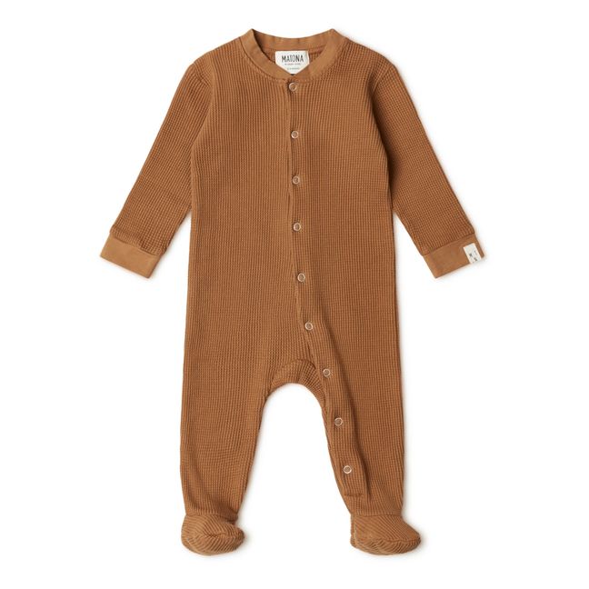 Pigiama Lotte, con piedi, a coste, in cotone biologico | Camel