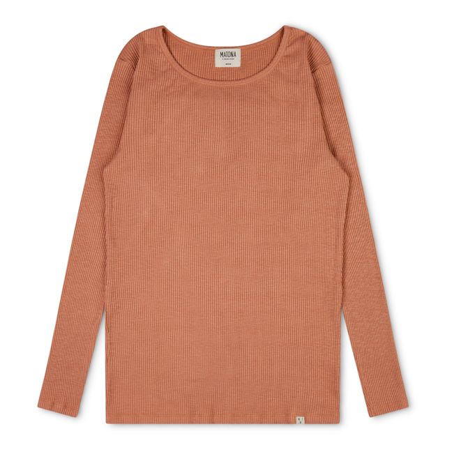 T-Shirt Coton Bio Côtelé | Terracotta