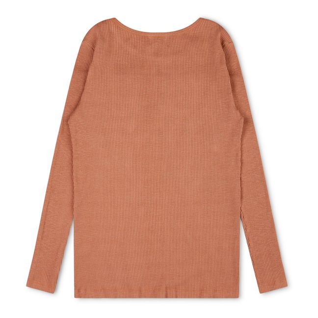 T-Shirt Coton Bio Côtelé | Terracotta