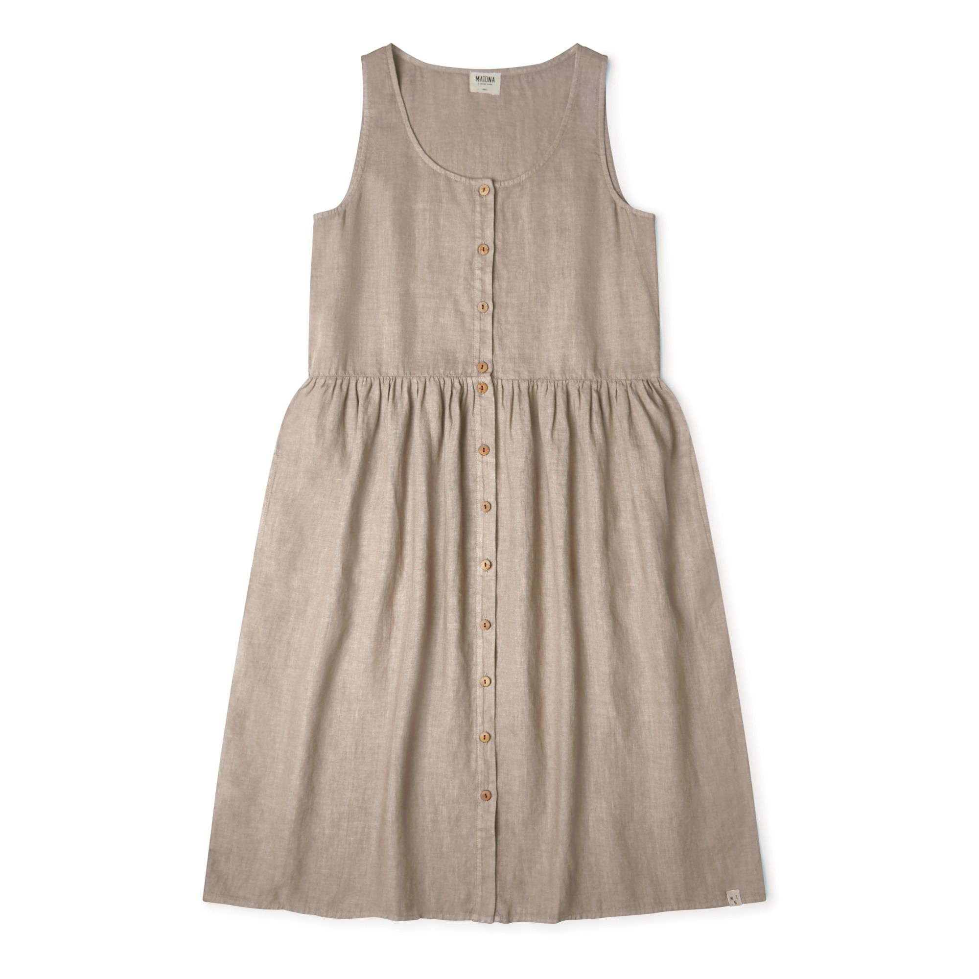 Robe En Lin Beige Zara - Modèle Midi Sans Manches, Occasion En Très Bon état
