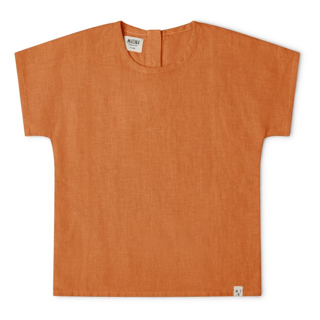 T-Shirt Leinen Easy | Rostfarben