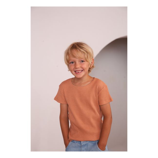 Camiseta de algodón orgánico acanalada | Terracotta