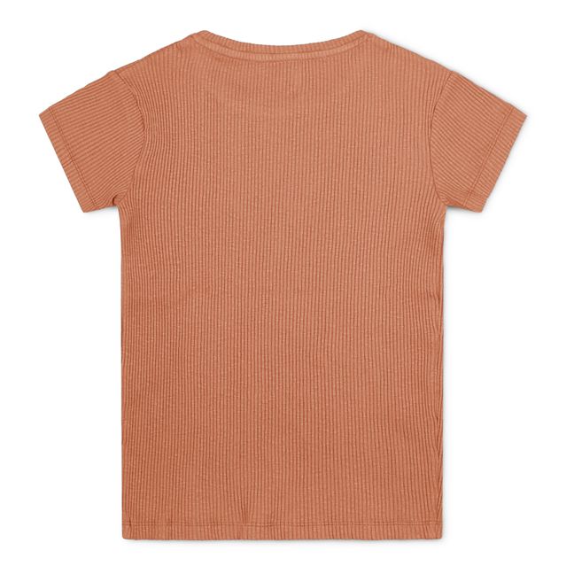 T-Shirt in cotone organico a costine | Terracotta