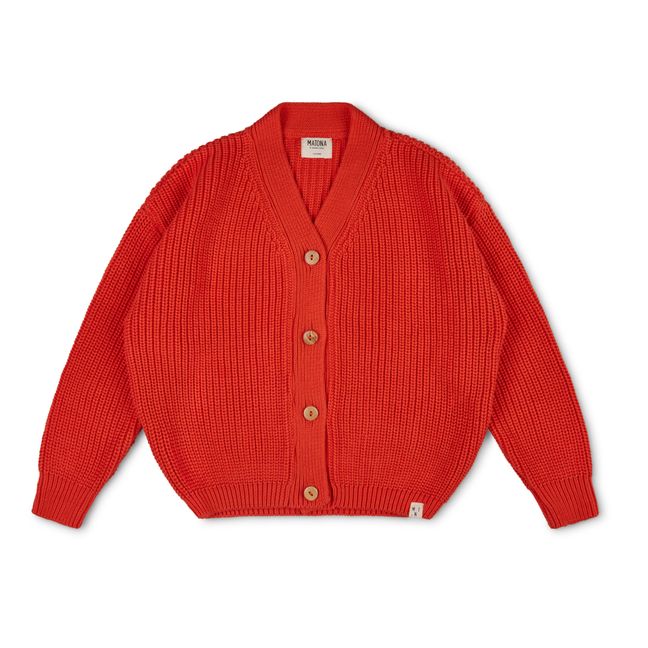 Cardigan in cotone orgnico Chunky | Rosso