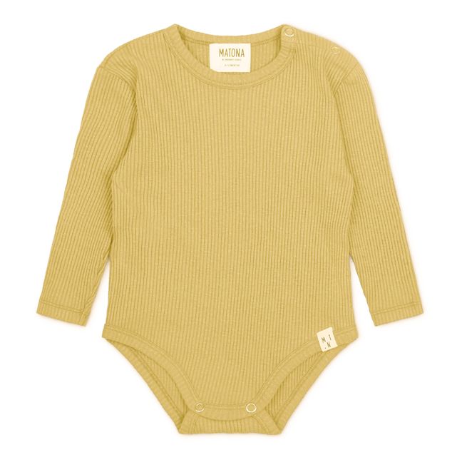 Body a costine in cotone organico | Verde