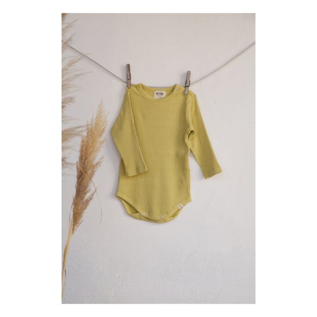 Body a costine in cotone organico | Verde