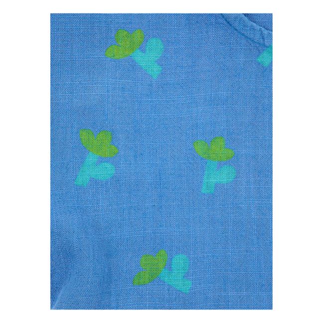 Blouse Coton et Lin Fleurie | Bleu