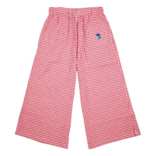 Pantalón algodón y lino Vichy | Rojo