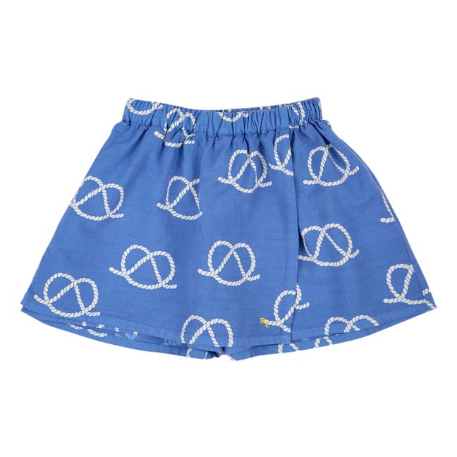 Falda corta de algodón ecológico con estampado de nudos | Azul