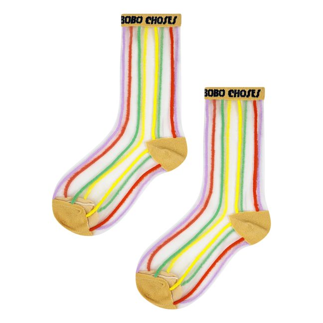 See-through Striped Socks | Yellow