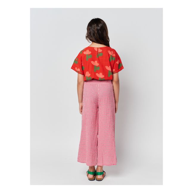 Pantalón algodón y lino Vichy | Rojo