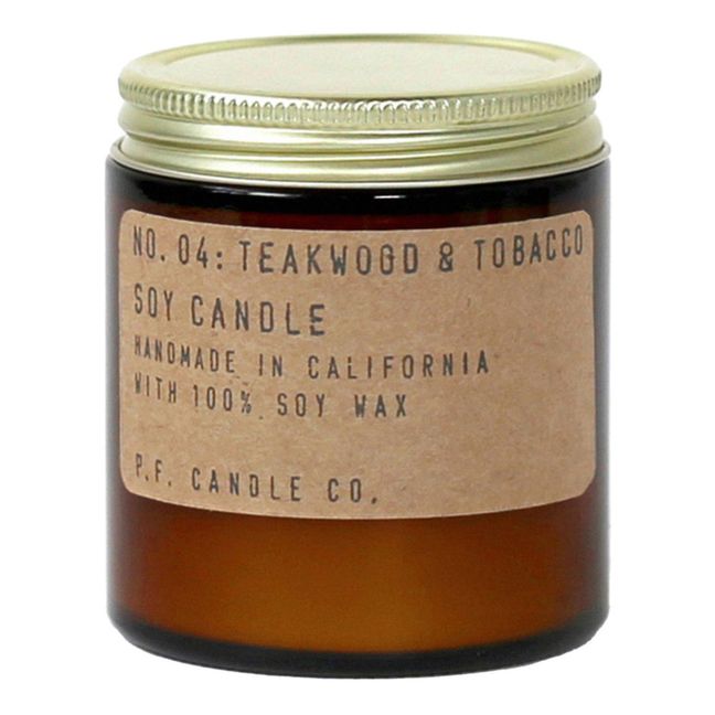 Vela perfumada de soja n°4 hecha de madera de teca y tabaco - 100 g