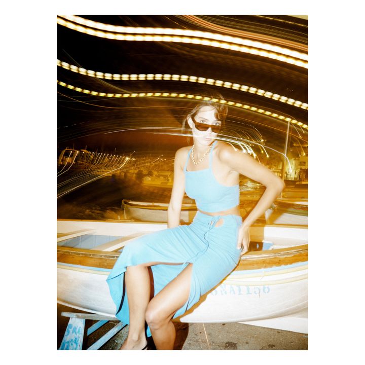 FabioLinen Skirt | Blu- Immagine del prodotto n°4