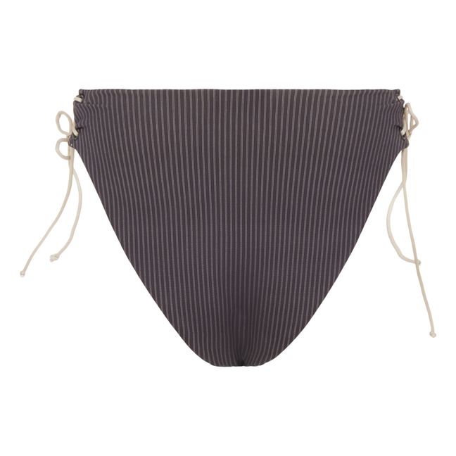 Slip bikini a righe in materiale riciclato Goulue | Nero