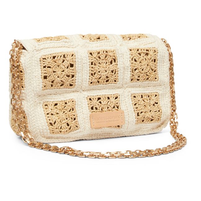 Sac Moon PM Raphia et Crochet de Coton | Ecru