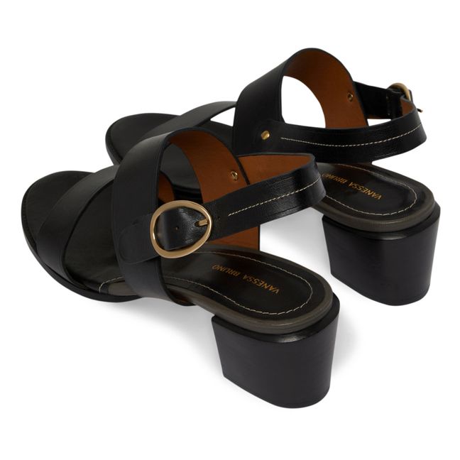 Sandalias de piel con tacón de 45 mm | Negro