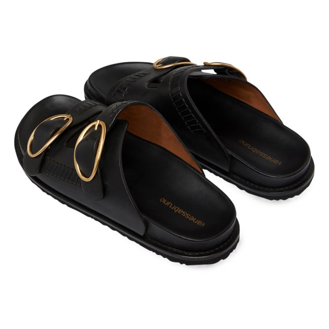 Sandalias de piel vegetal trenzada Fussbet | Negro