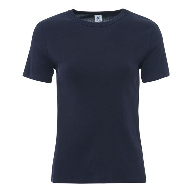 Camiseta de cuello redondo Algodón orgánico - Colección Mujer  | Azul Marino