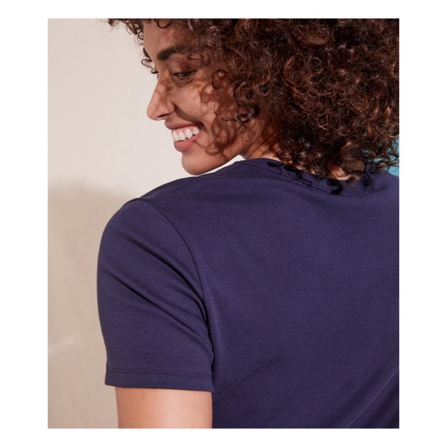 Camiseta de cuello redondo Algodón orgánico - Colección Mujer  | Azul Marino