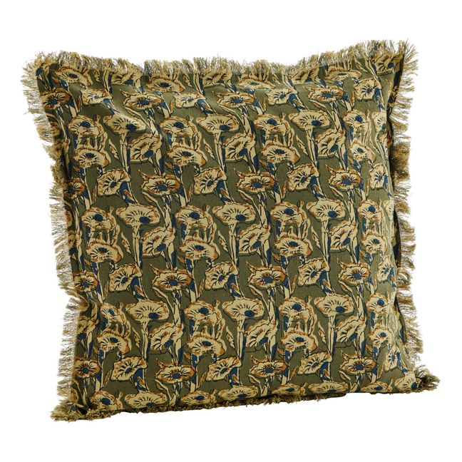 Housse de coussin avec franges | Olive
