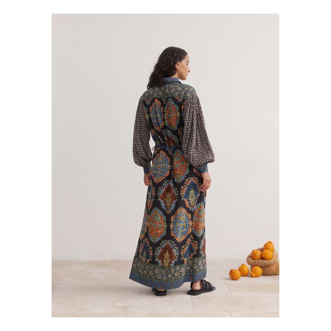 Vestito Maxi Rhea con smock | Nero
