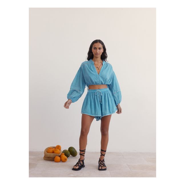 Shorts in Garza di Cotone | Blu