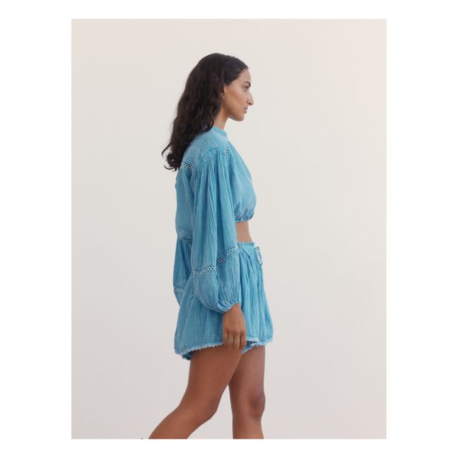 Shorts in Garza di Cotone | Blu