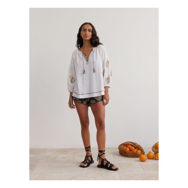 Amaryllis Smocked Blouse | Blanco