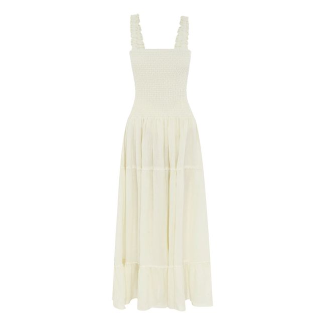 Maxi Shirred Linen Dress | Crema