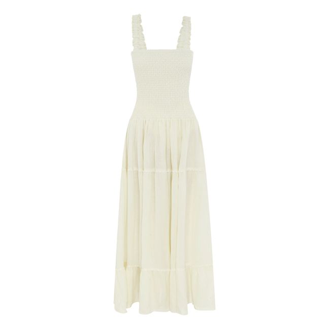 Robe Maxi Shirred Lin | Crème
