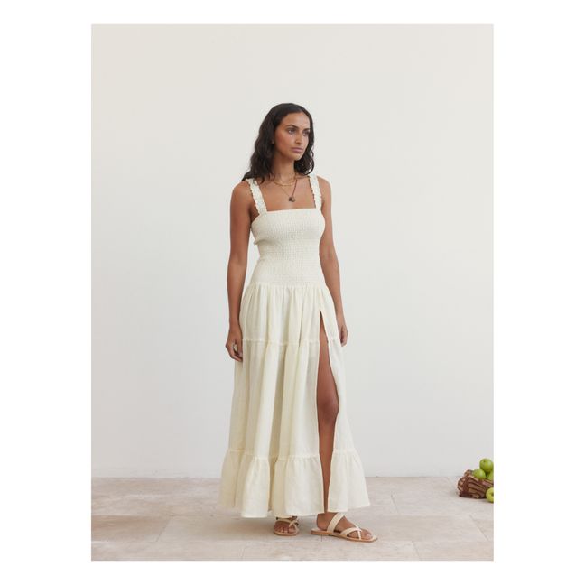 Maxi Shirred Linen Dress | Crema