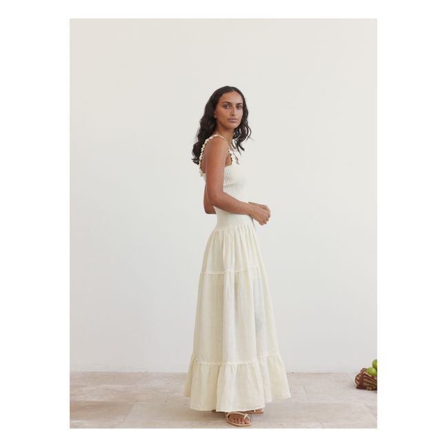 Maxi Shirred Linen Dress | Cream