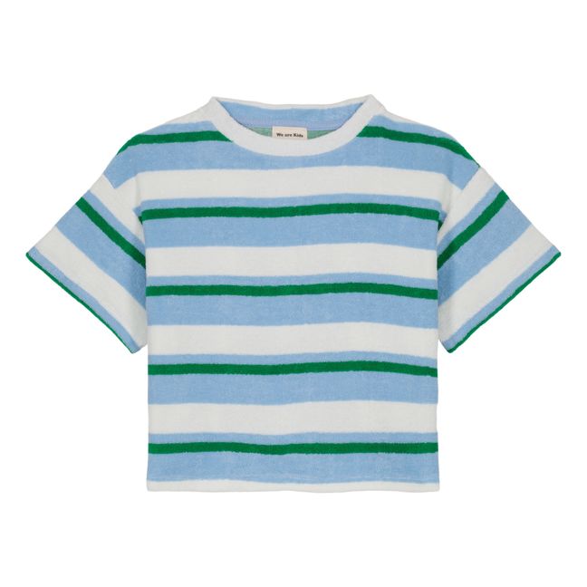 Jordan Striped Organic Cotton Terry T-shirt | Azul Cielo