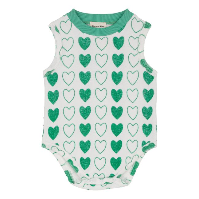 Orso Organic Cotton Terry Hearts Babygrow | Weiß