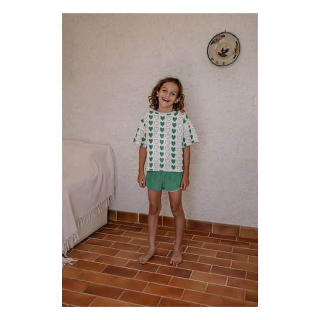 Pantalón Corto de rizo de algodón orgánico Juju | Verde Abeto