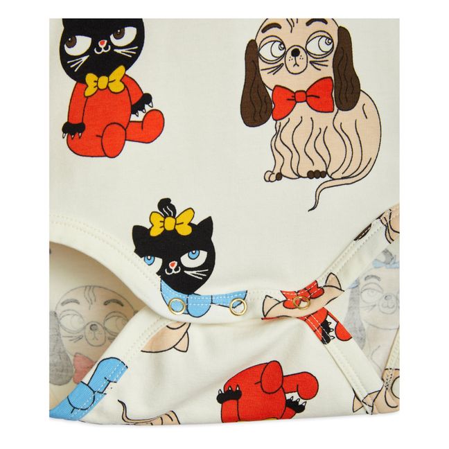 Body de algodón orgánico con estampado de animales | Crudo