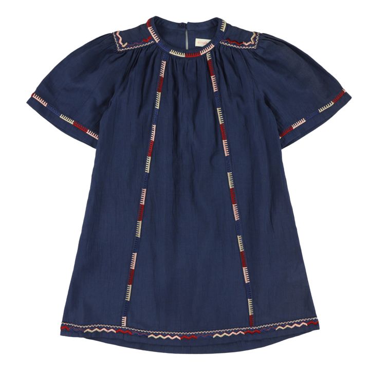 Anne Cotton Gauze Dress | Blu marino- Immagine del prodotto n°0